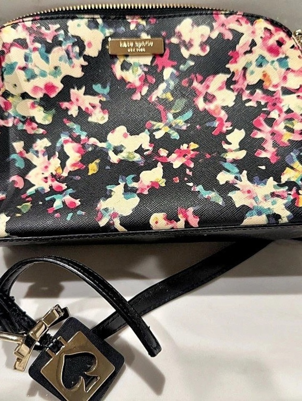 kate spade new york Floral Crossbody Bag in Black & Pink
